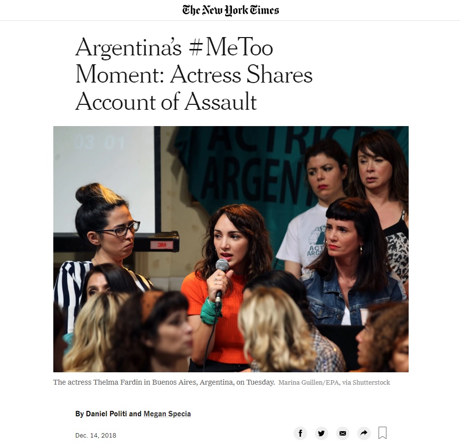 Brysk NYT article 12-14-18.jpg Human Rights Expert Professor Brysk Cited in NY Times: Argentina’s #MeToo Moment article image
