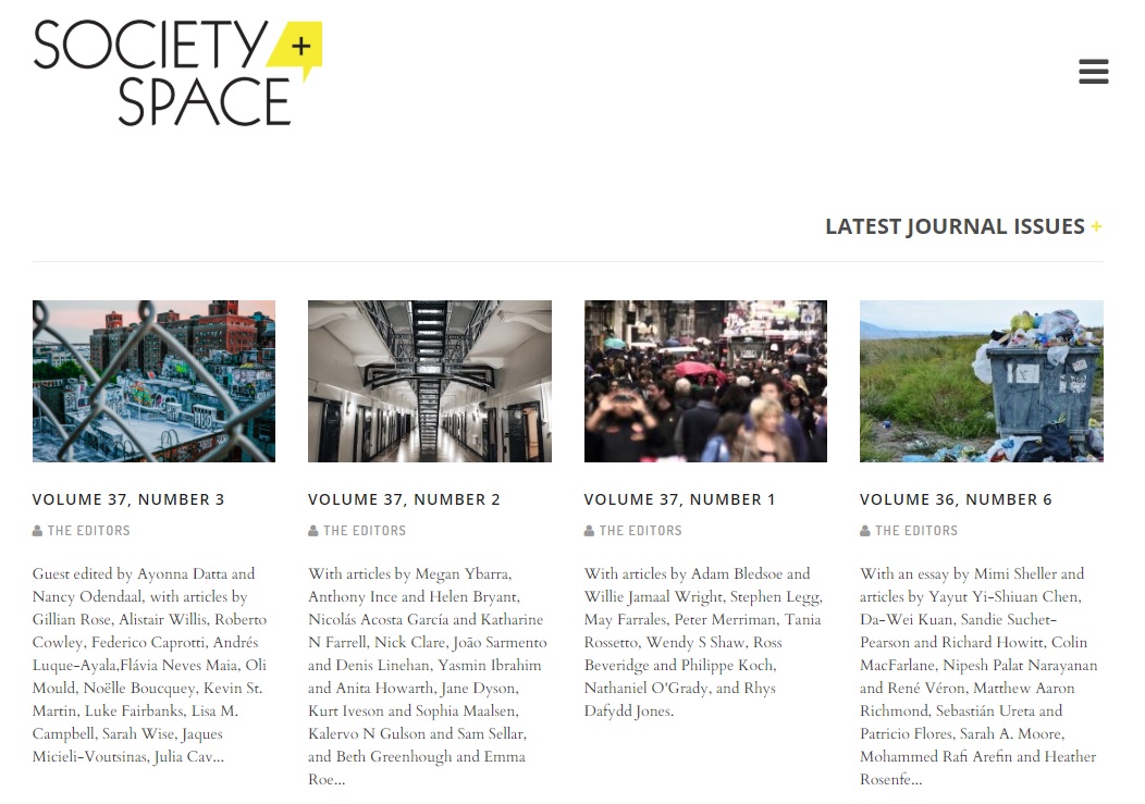 Environment and Planning D: Society and Space article image