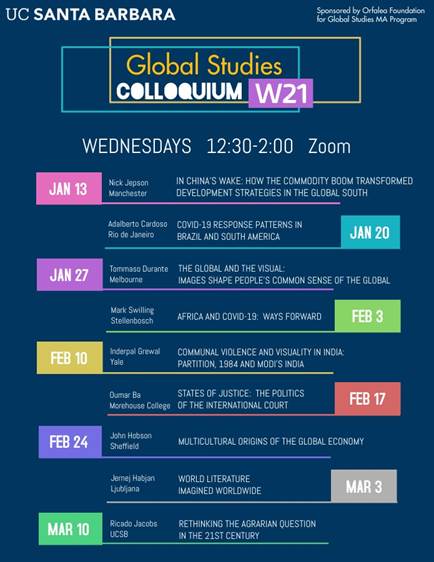 Global Studies Colloquium Series Winter 2021 Schedule article image