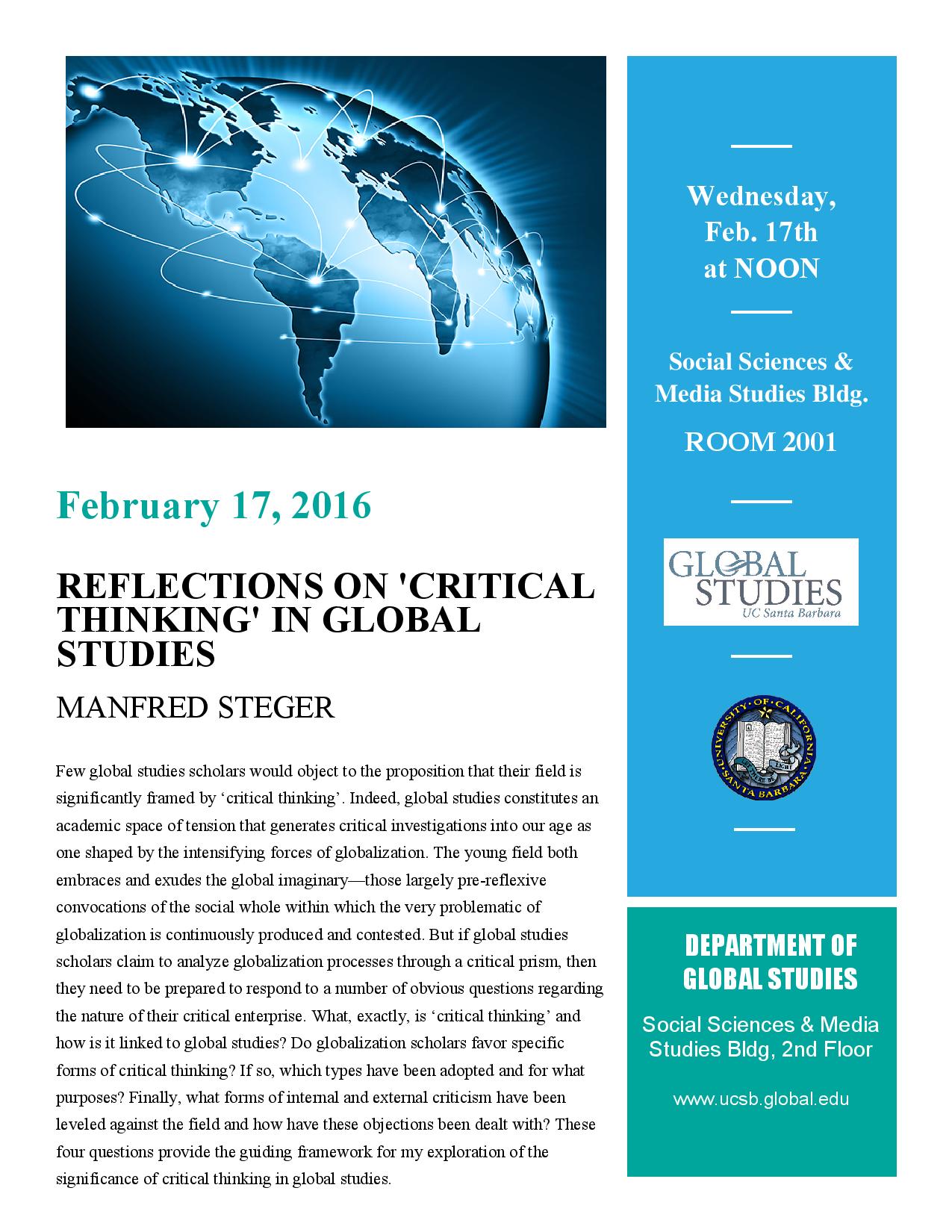 Reflections on "Critical Thinking" in Global Studies Event Image